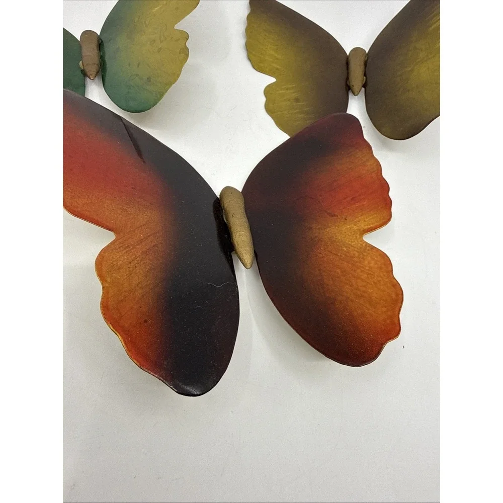 Set of 3 Vintage Metal Butterfly Wall Decor Gold Tone 5